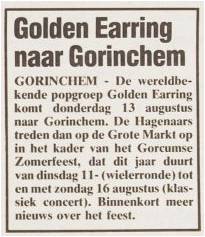 Golden Earring show announcement August 13, 1992 in Kompas Aktief newspaper